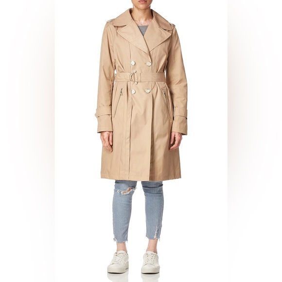 KARL LAGERFELD Women's Legacy Classic Tailored Slim Fit Double Breasted Trench - Picture 1 of 6